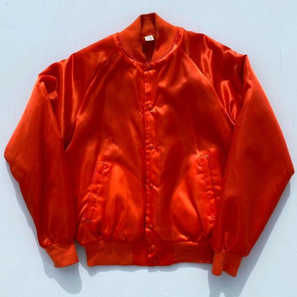 Vintage 80s Sherpa Lined Satin Jackets with Snap Buttons - Picture 2 of 3